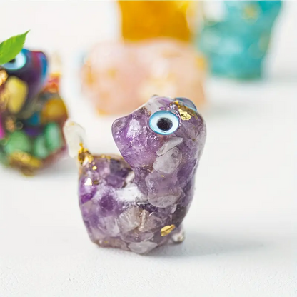 1.29 inch Mini Genuine Brazilian Crystal Cat Statue Resin