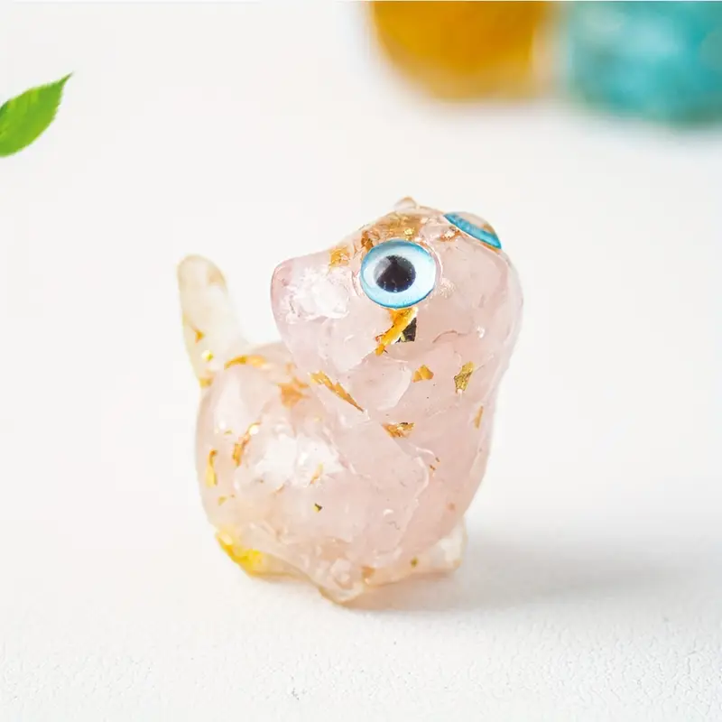 1.29 inch Mini Genuine Brazilian Crystal Cat Statue Resin