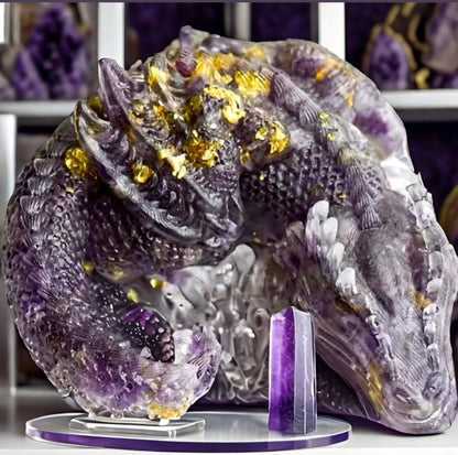 3 1/2" Natural Amethyst Crystal Sleeping Dragon