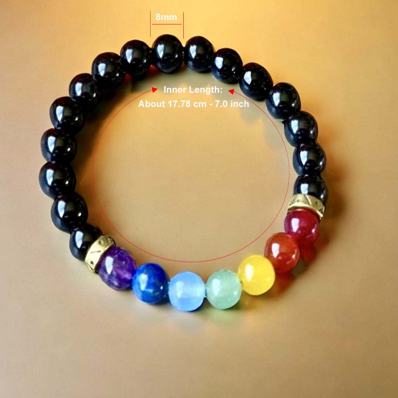 8 mm  Chakra Black Onyx Bracelet