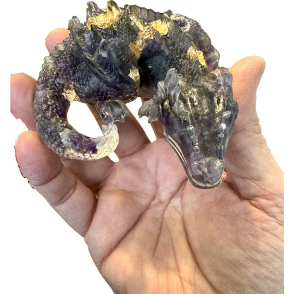 3 1/2" Natural Amethyst Crystal Sleeping Dragon