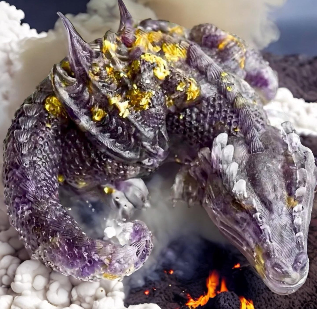 3 1/2" Natural Amethyst Crystal Sleeping Dragon