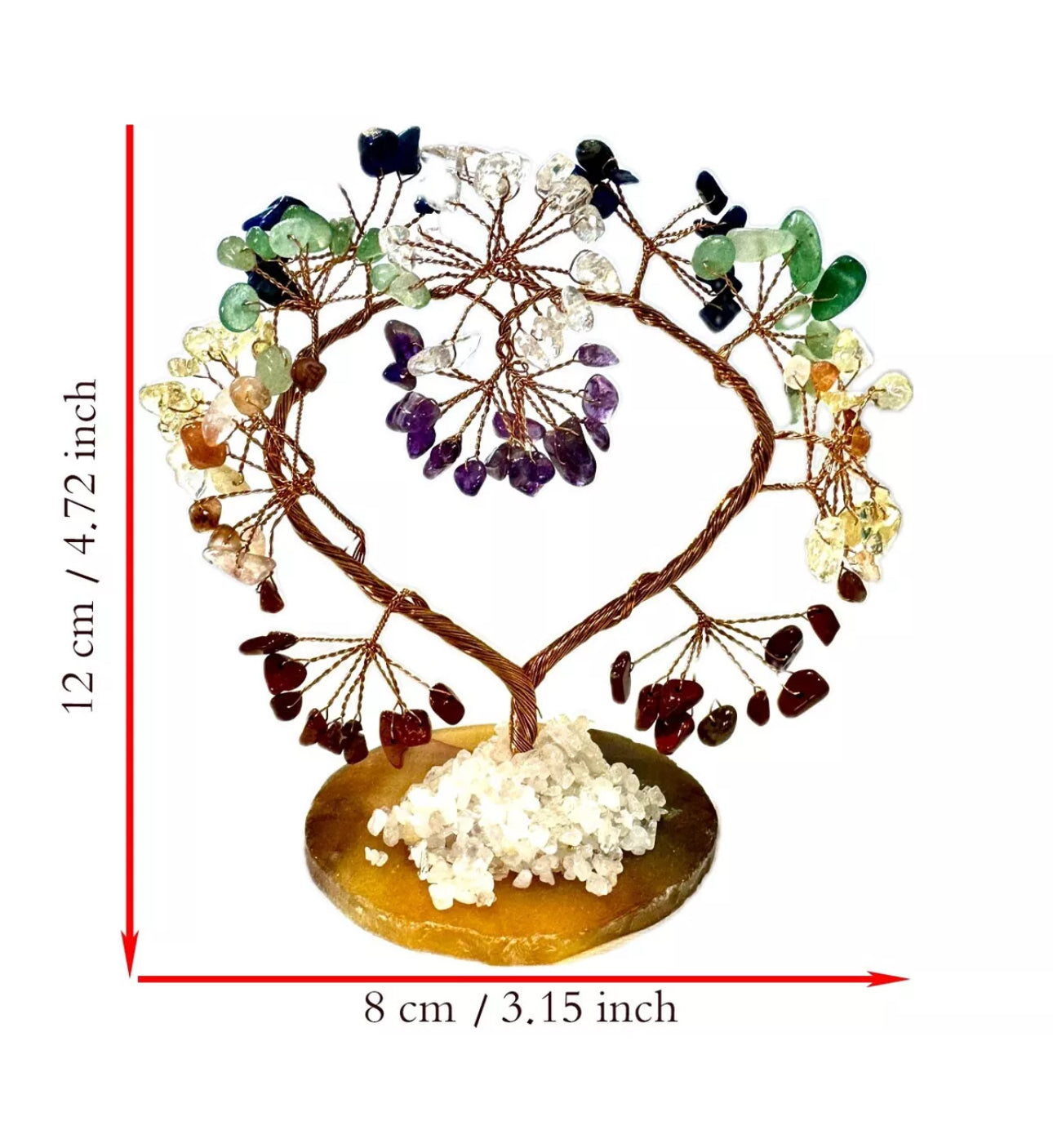 4.72 Inches Handmade Gemstone Chakra Agate Crystal Tree