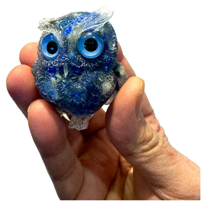 2 1/2 inch  Natural Crystal Macadam Epoxy Lapis Lazuli Owl