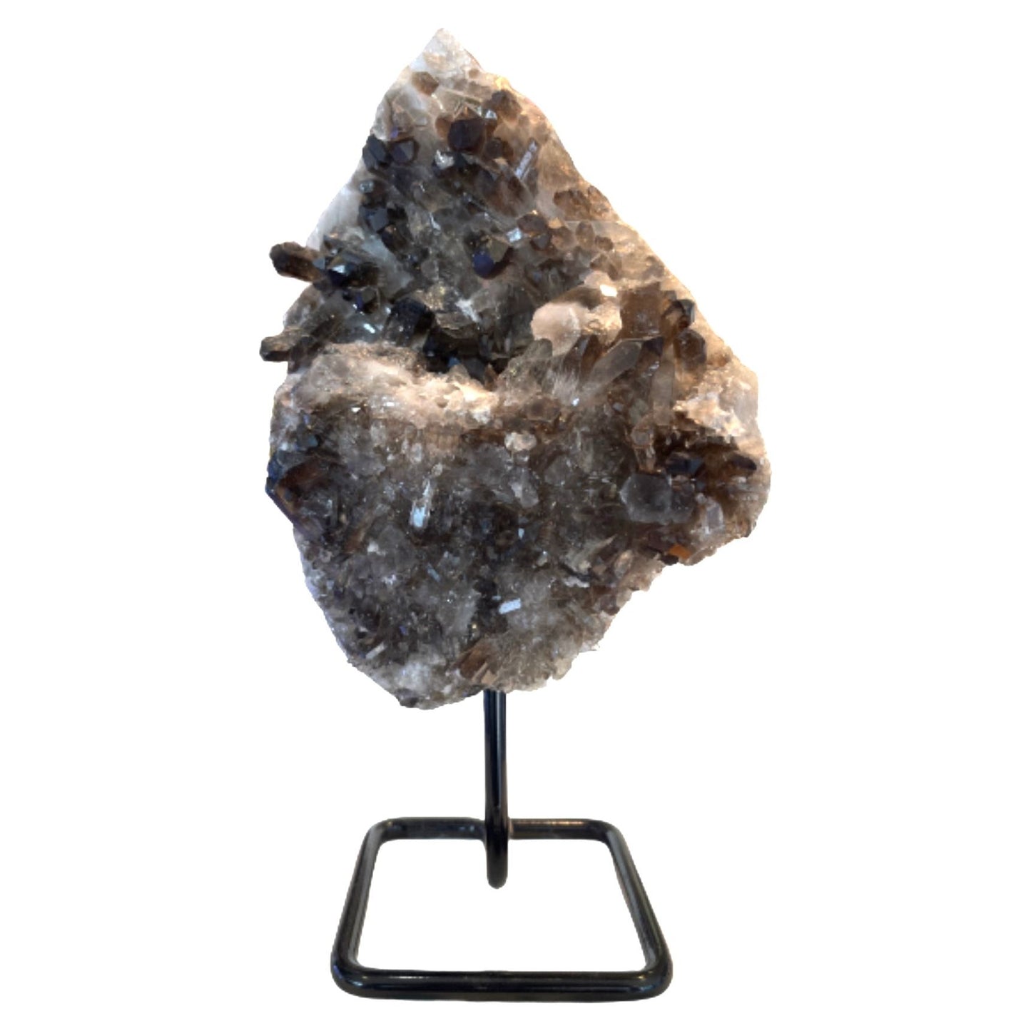 12 Inch Free Form Smokey Quartz on a Metal Stand