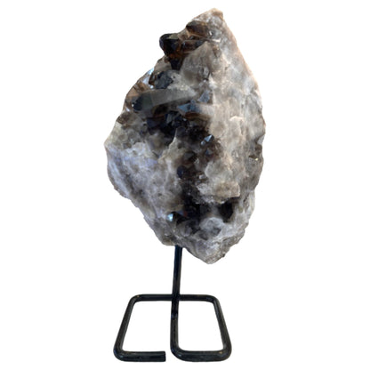 12 Inch Free Form Smokey Quartz on a Metal Stand