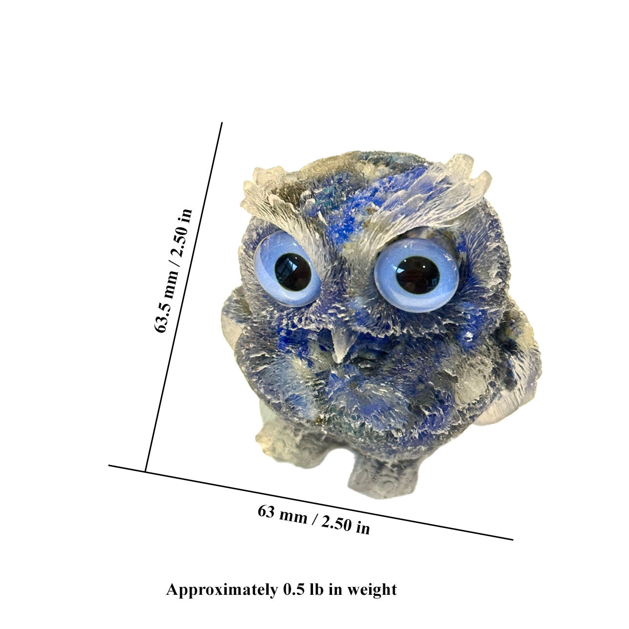 2 1/2 inch  Natural Crystal Macadam Epoxy Lapis Lazuli Owl