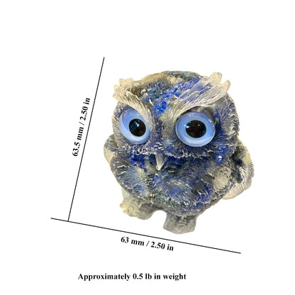 2 1/2 inch  Natural Crystal Macadam Epoxy Lapis Lazuli Owl