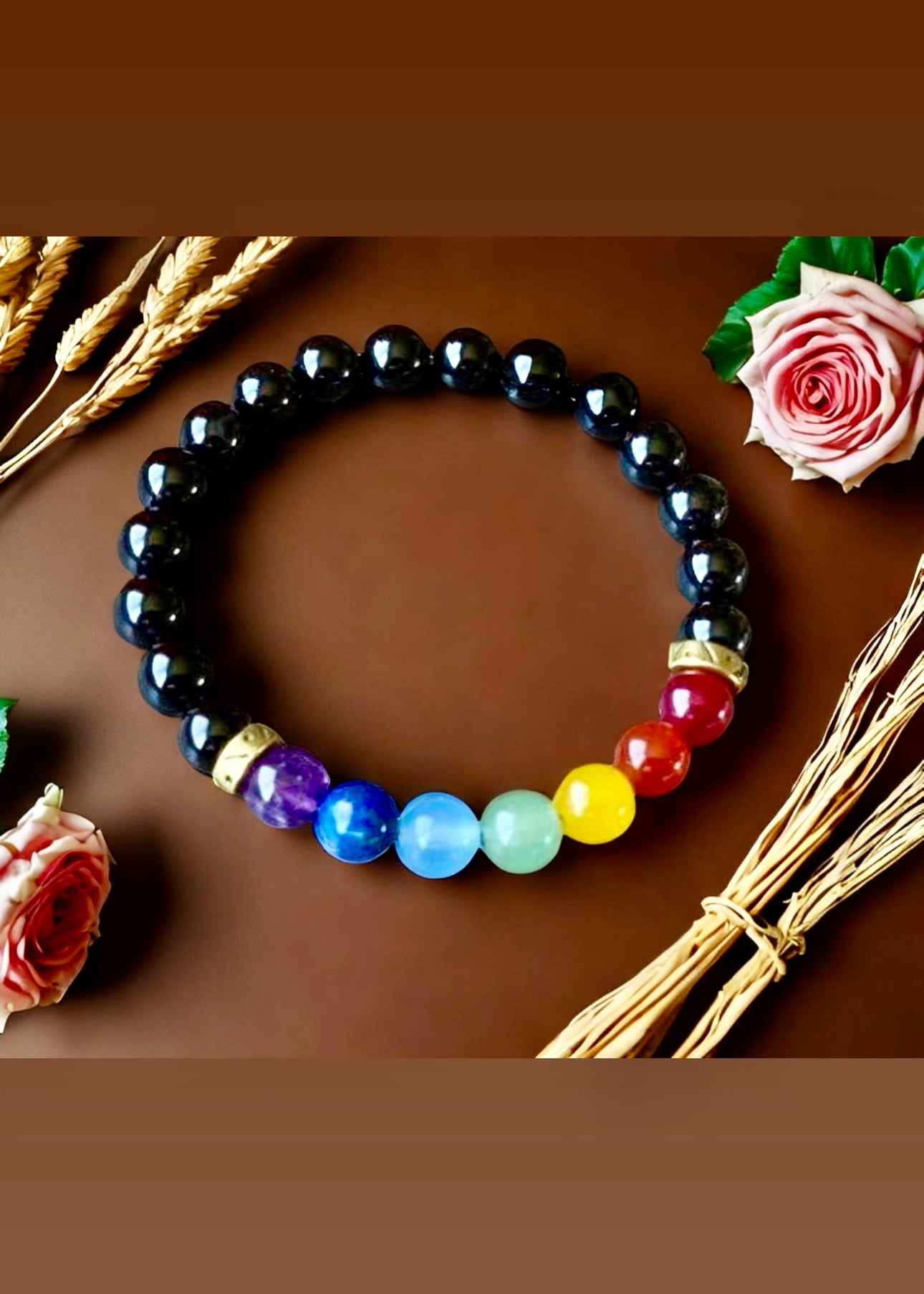 8 mm  Chakra Black Onyx Bracelet