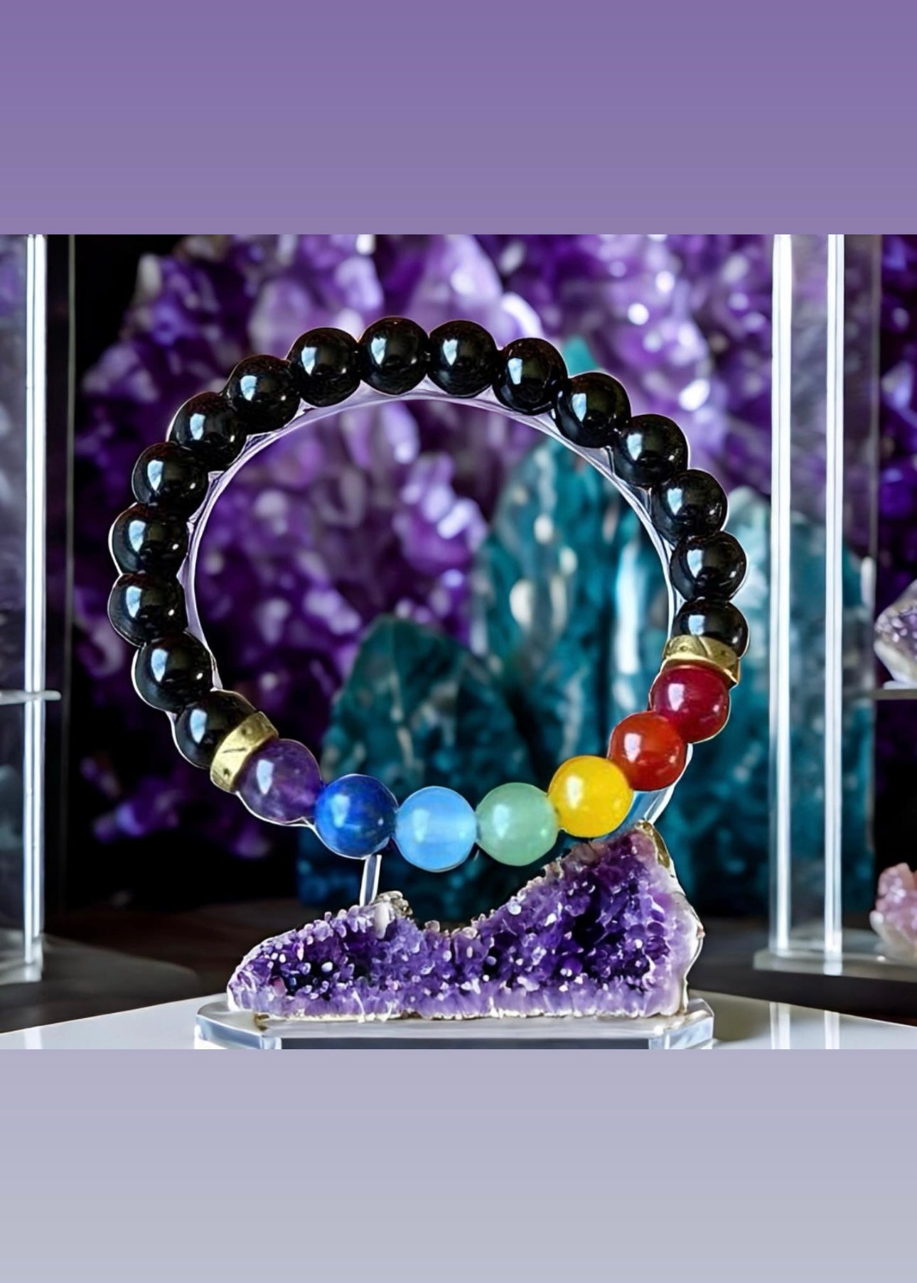 8 mm  Chakra Black Onyx Bracelet