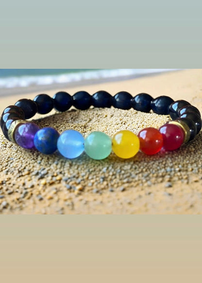 8 mm  Chakra Black Onyx Bracelet