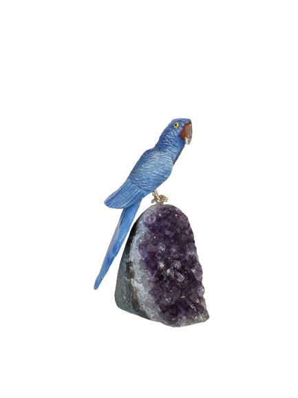 5.5 Inch Sodalite Hyacinth Macaw Parrot on Amethyst Base