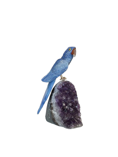 5.5 Inch Sodalite Hyacinth Macaw Parrot on Amethyst Base