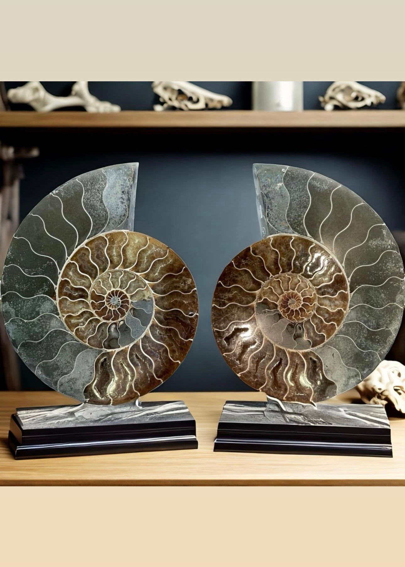 10 Inch Fossilized Ammonite (Pair)