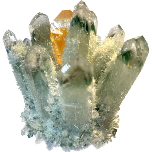 4 1/2 inch Phantom Chlorite Quartz Green & Yellow Jade Crystal