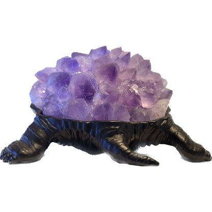 4 1/2 Inches Natural Amethyst Teeth Flower HandmadeTurtle