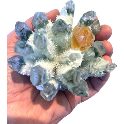 4 1/2 inch Phantom Chlorite Quartz Green & Yellow Jade Crystal