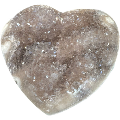 Druzy Crystal 5 inch Pink Amethyst Heart on a Metal Stand