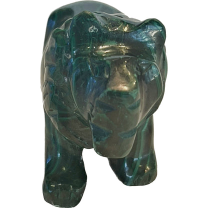 3 1/2 Inches Hand Carved Malachite Artisan Lion Carving