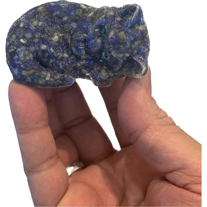 3 inch  Natural Crystal Macadam Epoxy Lapis Lazuli Cat