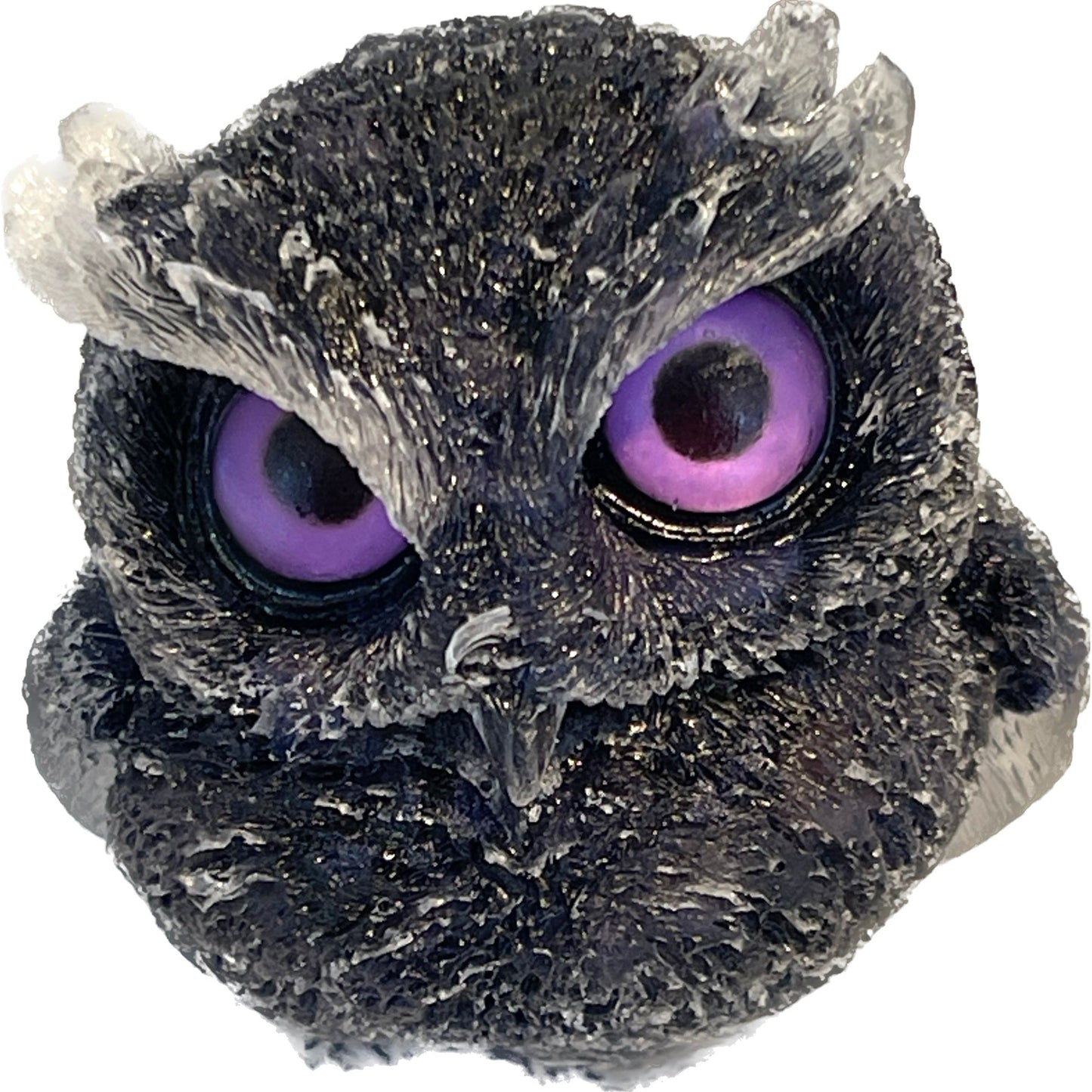 2 1/2 inch  Natural Crystal Macadam Epoxy Black Tourmoline Owl