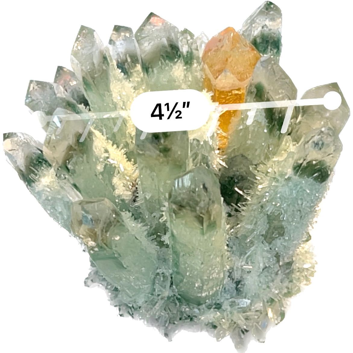 4 1/2 inch Phantom Chlorite Quartz Green & Yellow Jade Crystal