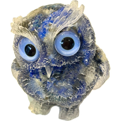 2 1/2 inch  Natural Crystal Macadam Epoxy Lapis Lazuli Owl