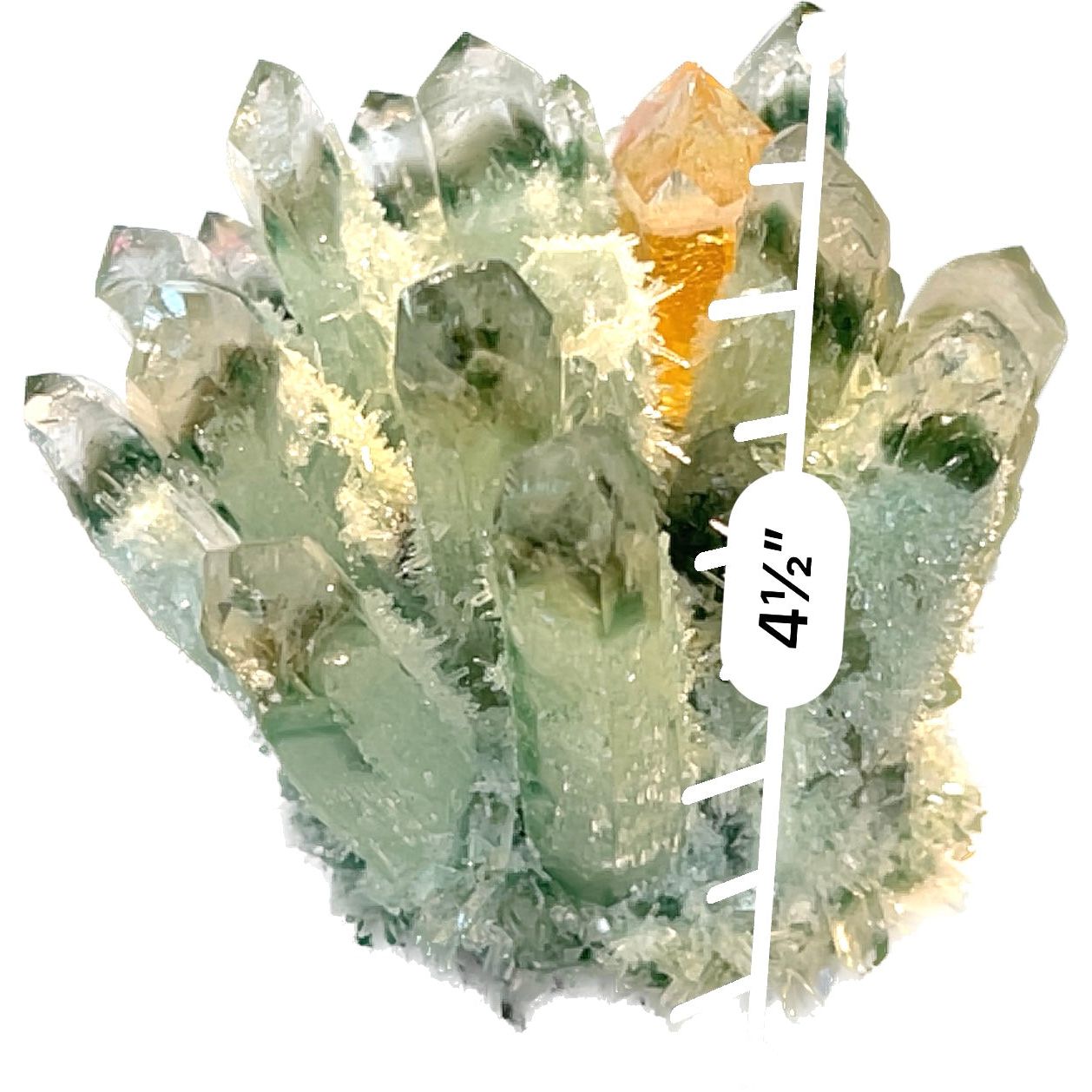 4 1/2 inch Phantom Chlorite Quartz Green & Yellow Jade Crystal