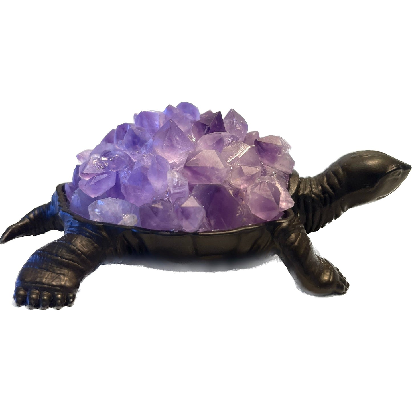 4 1/2 Inches Natural Amethyst Teeth Flower HandmadeTurtle