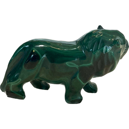 3 Inches Hand Carved Malachite Artisan Lion Carving