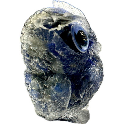 2 1/2 inch  Natural Crystal Macadam Epoxy Lapis Lazuli Owl