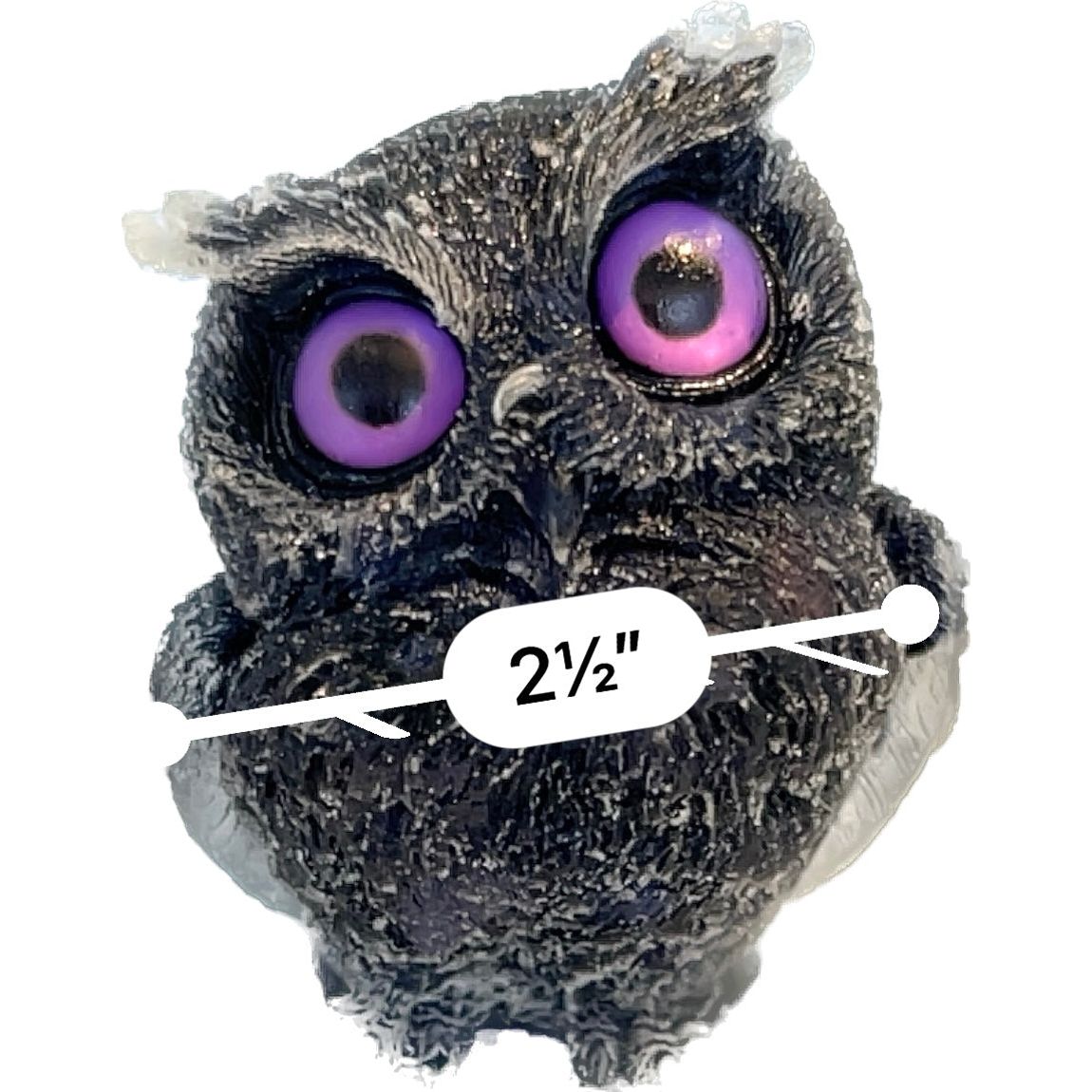 2 1/2 inch  Natural Crystal Macadam Epoxy Black Tourmoline Owl