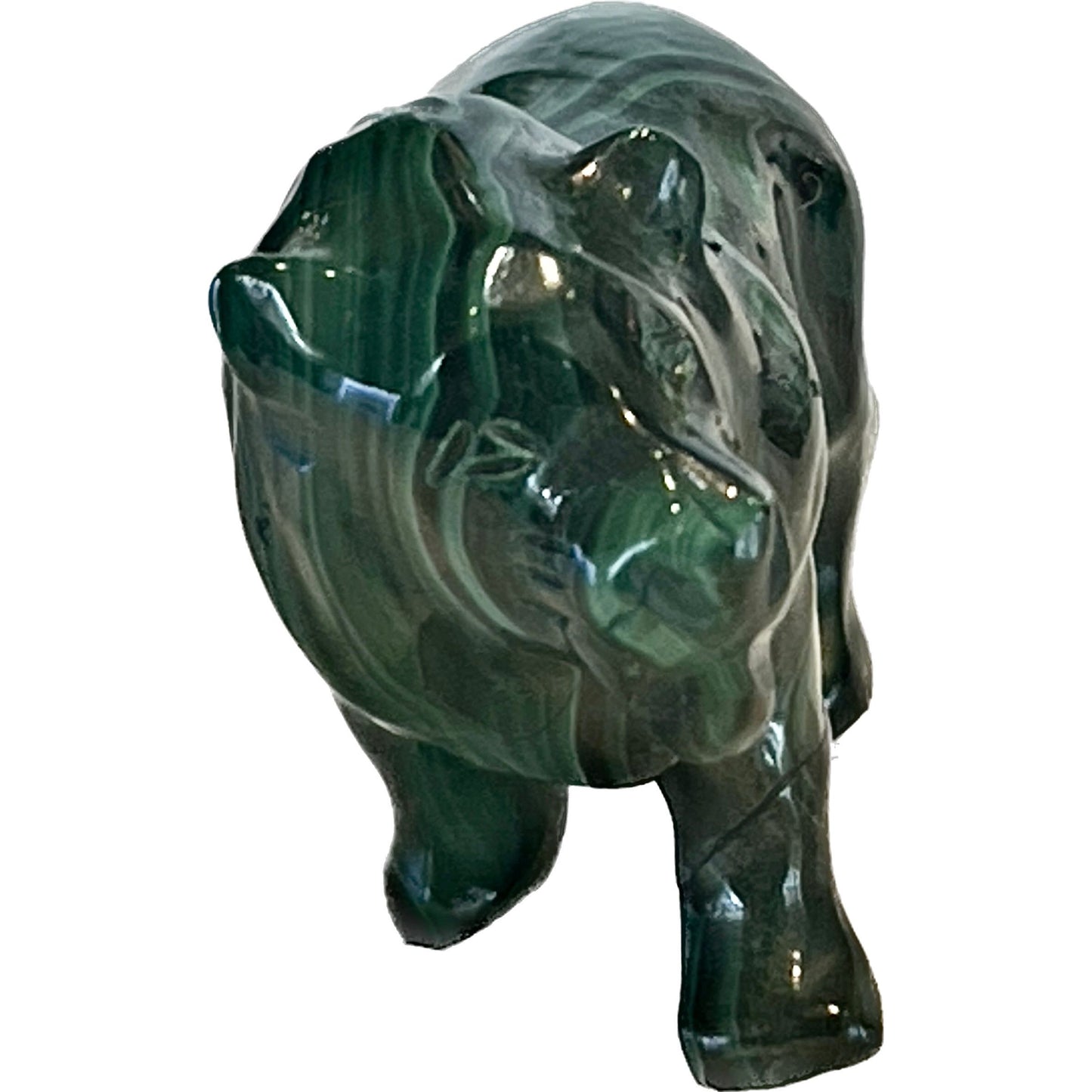 3 Inches Hand Carved Malachite Artisan Lion Carving