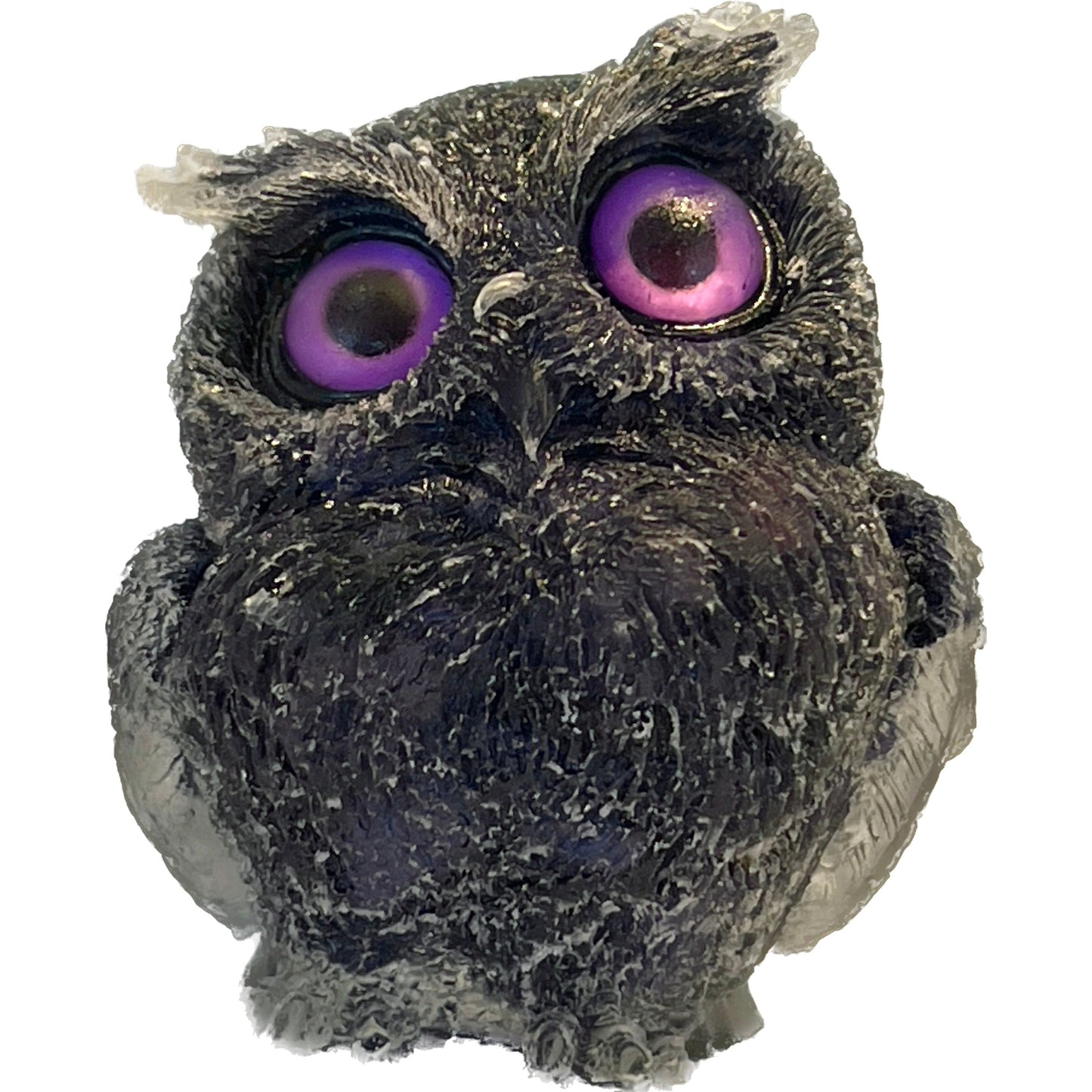 2 1/2 inch  Natural Crystal Macadam Epoxy Black Tourmoline Owl