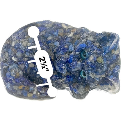 3 inch  Natural Crystal Macadam Epoxy Lapis Lazuli Cat