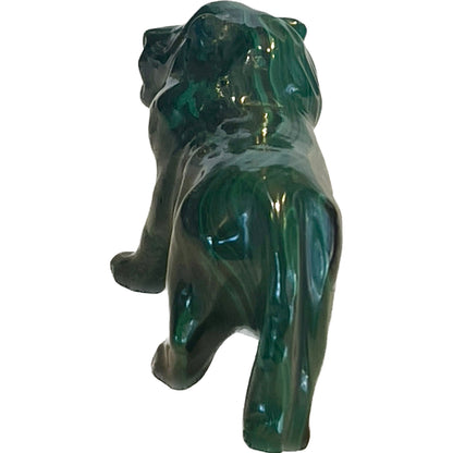 3 Inches Hand Carved Malachite Artisan Lion Carving