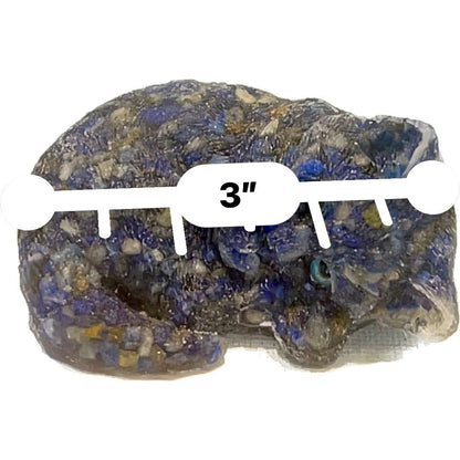 3 inch  Natural Crystal Macadam Epoxy Lapis Lazuli Cat