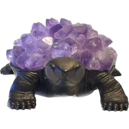 4 1/2 Inches Natural Amethyst Teeth Flower HandmadeTurtle