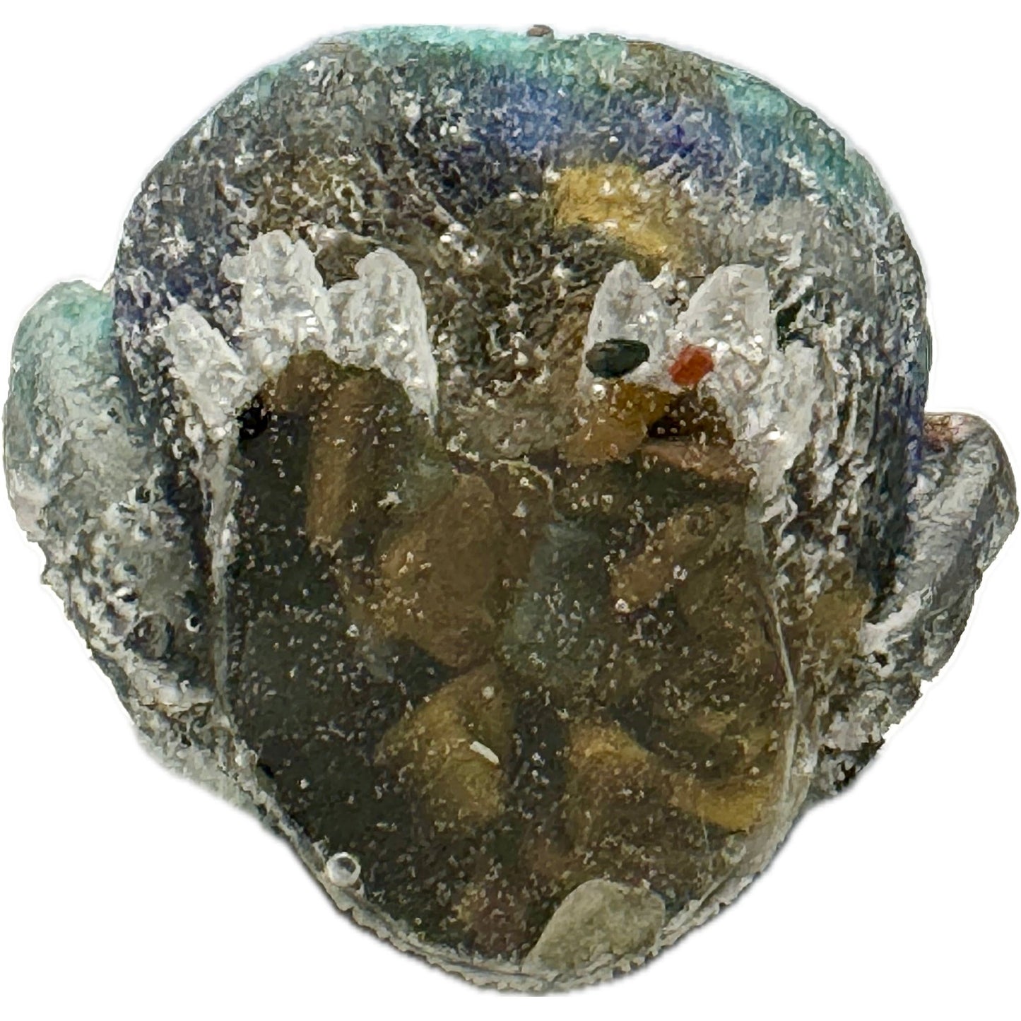 2 1/2 inch  Natural Crystal Macadam Epoxy Chakra Owl