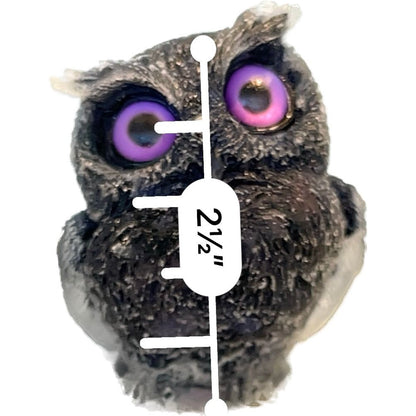 2 1/2 inch  Natural Crystal Macadam Epoxy Black Tourmoline Owl