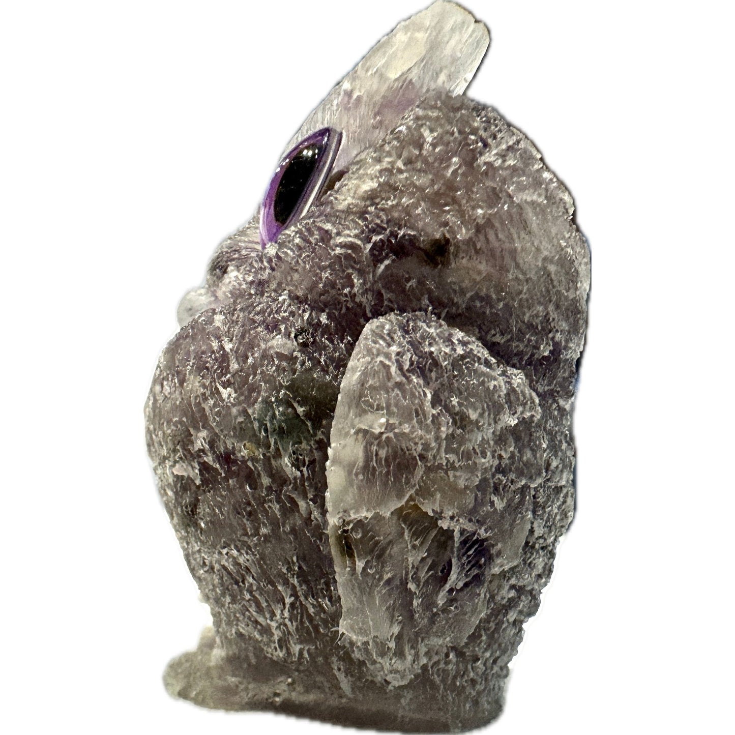 2 1/2 inch  Natural Crystal Macadam Epoxy Amethyst Owl