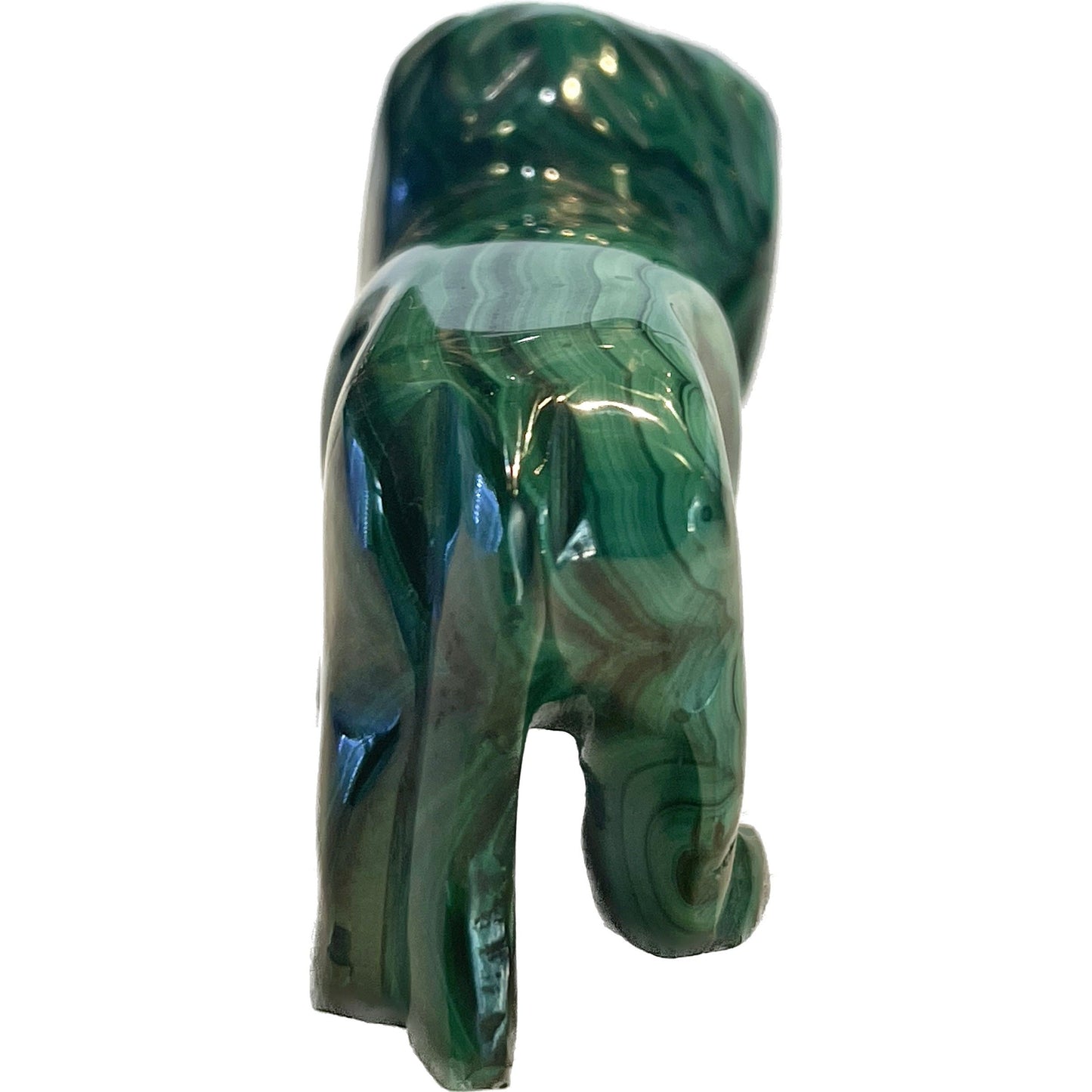 4 Inches Hand Carved Malachite Artisan Lion Carving