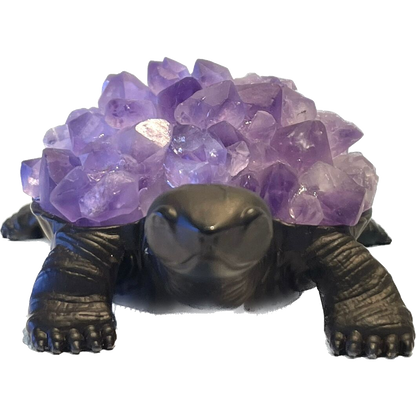 4 1/2 Inches Natural Amethyst Teeth Flower HandmadeTurtle