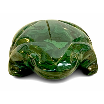 3.25 Inches Hand Carved Malachite Artisan Frog Carving