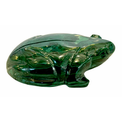 3.25 Inches Hand Carved Malachite Artisan Frog Carving