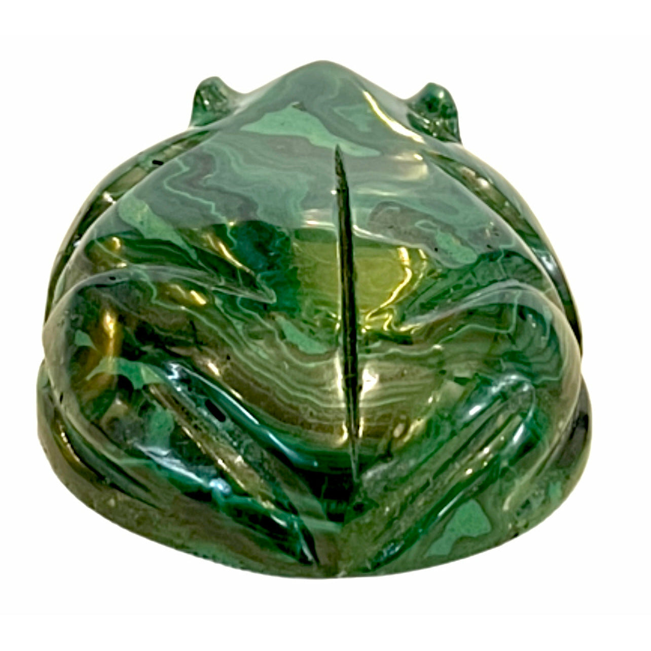 3.25 Inches Hand Carved Malachite Artisan Frog Carving