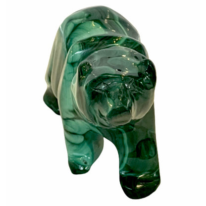 3.5 Inches Hand Carved Malachite Artisan Bear Carving