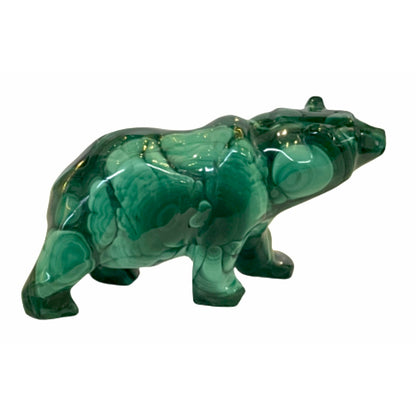 3.5 Inches Hand Carved Malachite Artisan Bear Carving