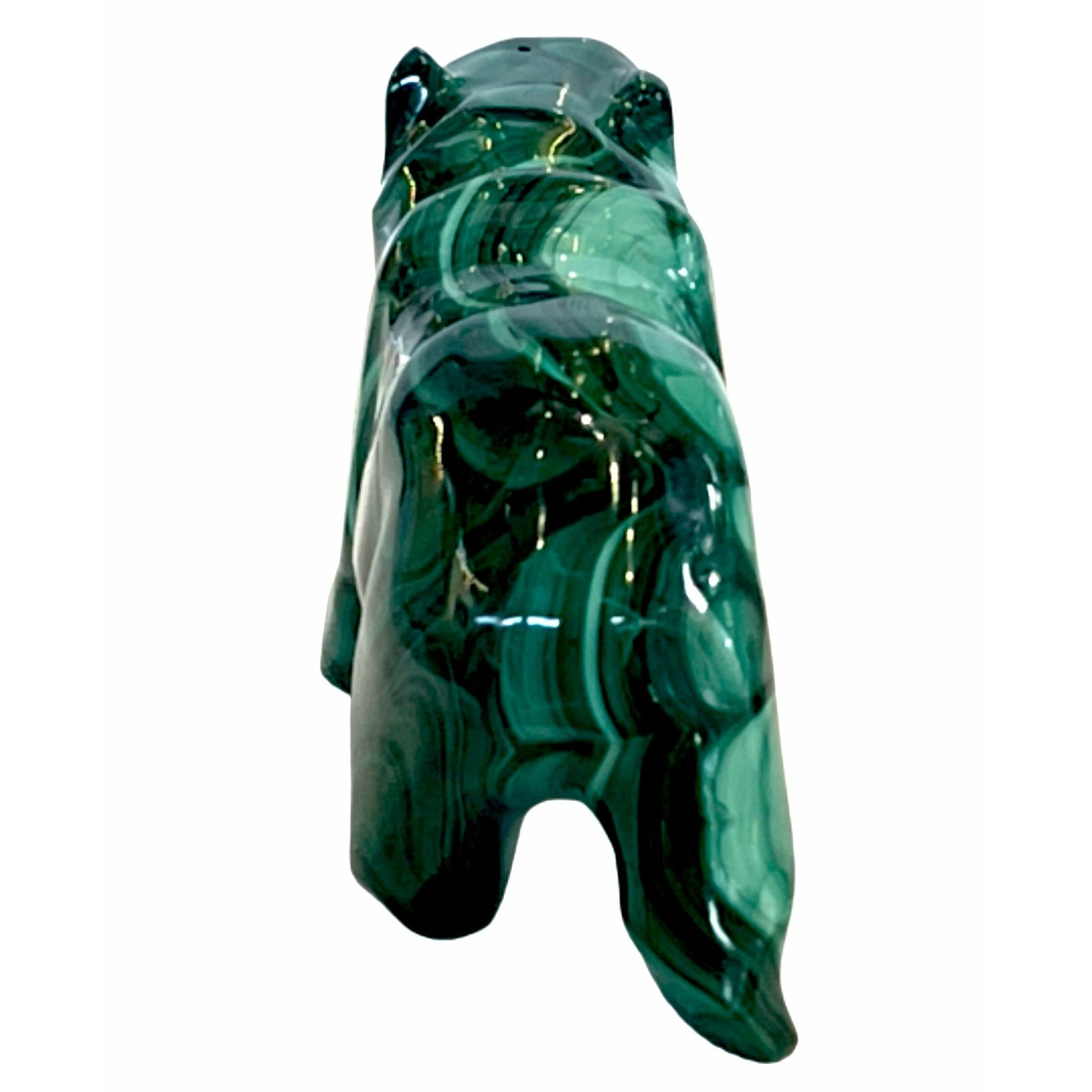 3.5 Inches Hand Carved Malachite Artisan Bear Carving