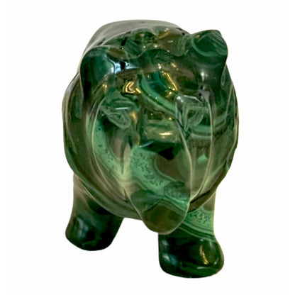 3.5 Inches Hand Carved Malachite Artisan Lion Carving